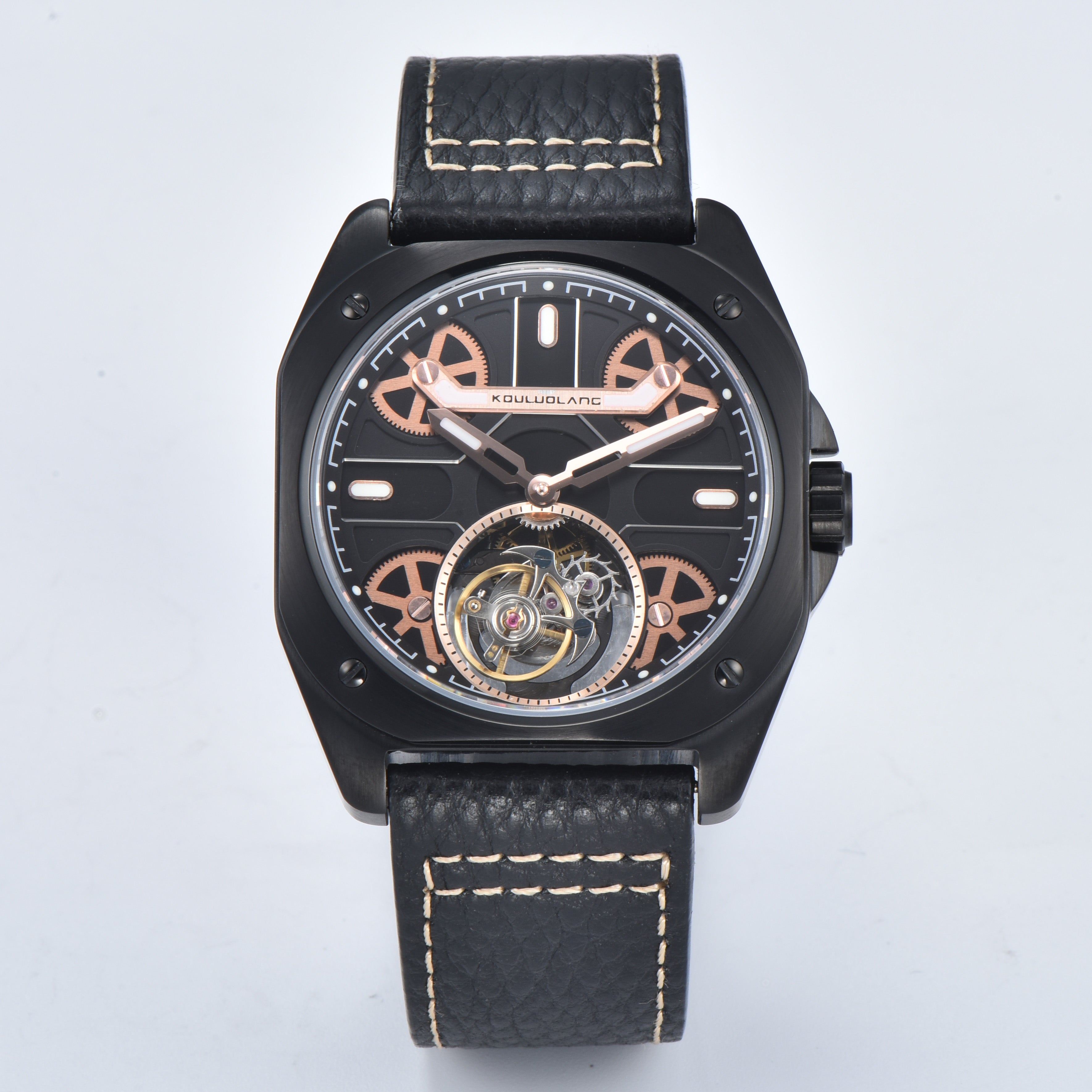 Tourbillon Barrel Shape Black Rose Gold