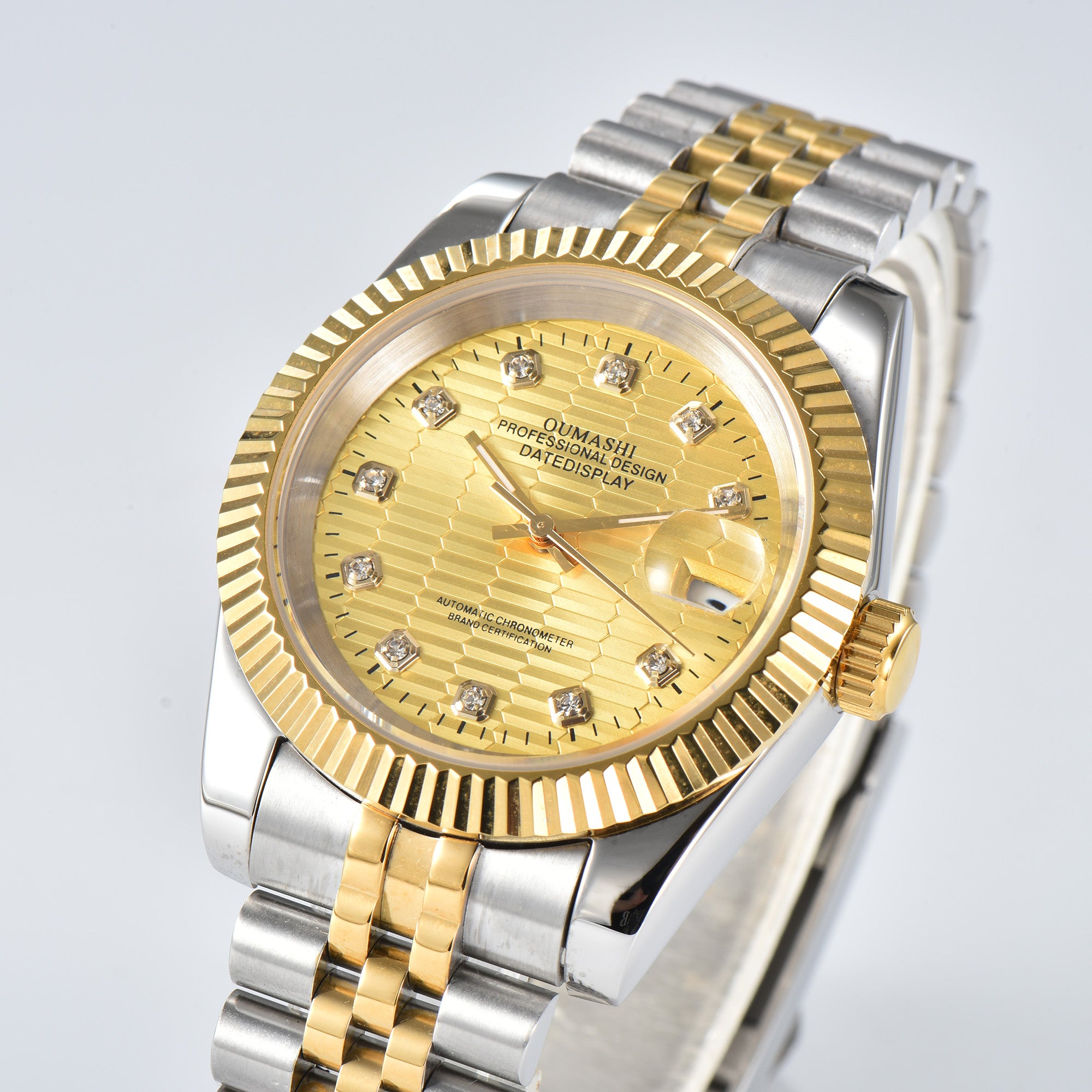 DATEJUST Silver-Gold Honeycomb Diamond