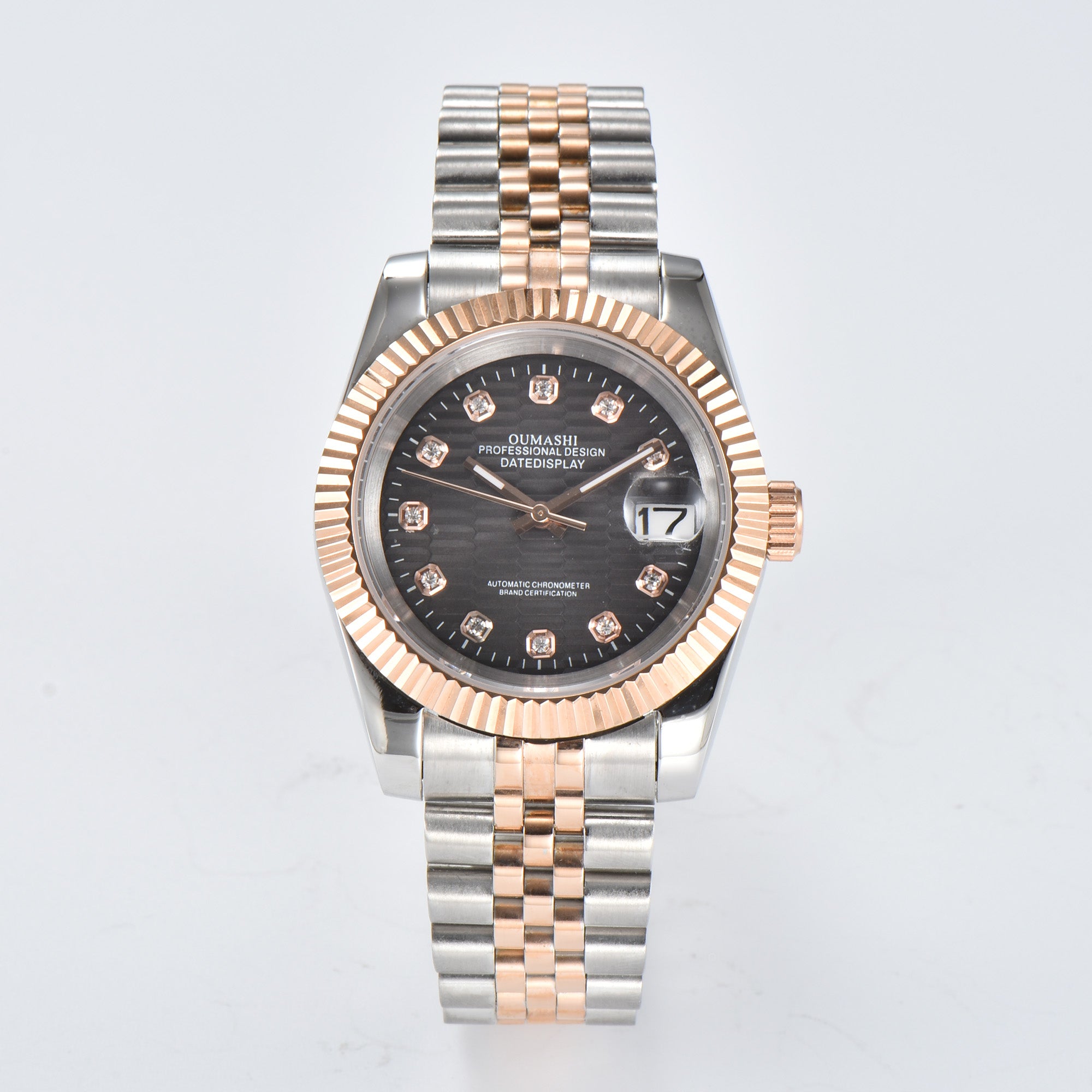DATEJUST Silver-Rose Gold Honeycomb Diamond