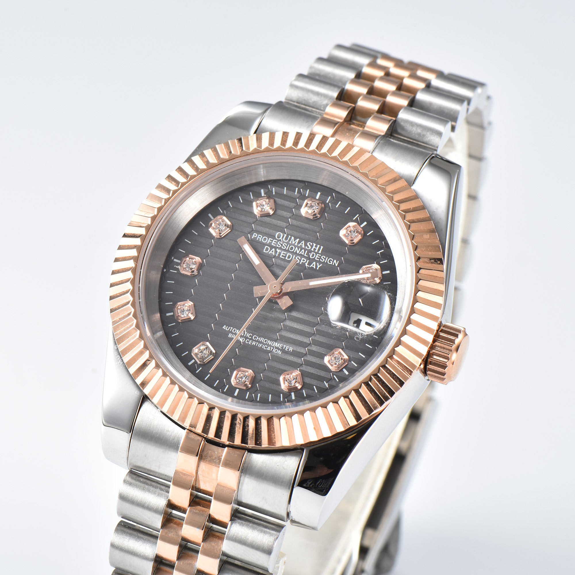DATEJUST Silver-Rose Gold Honeycomb Diamond