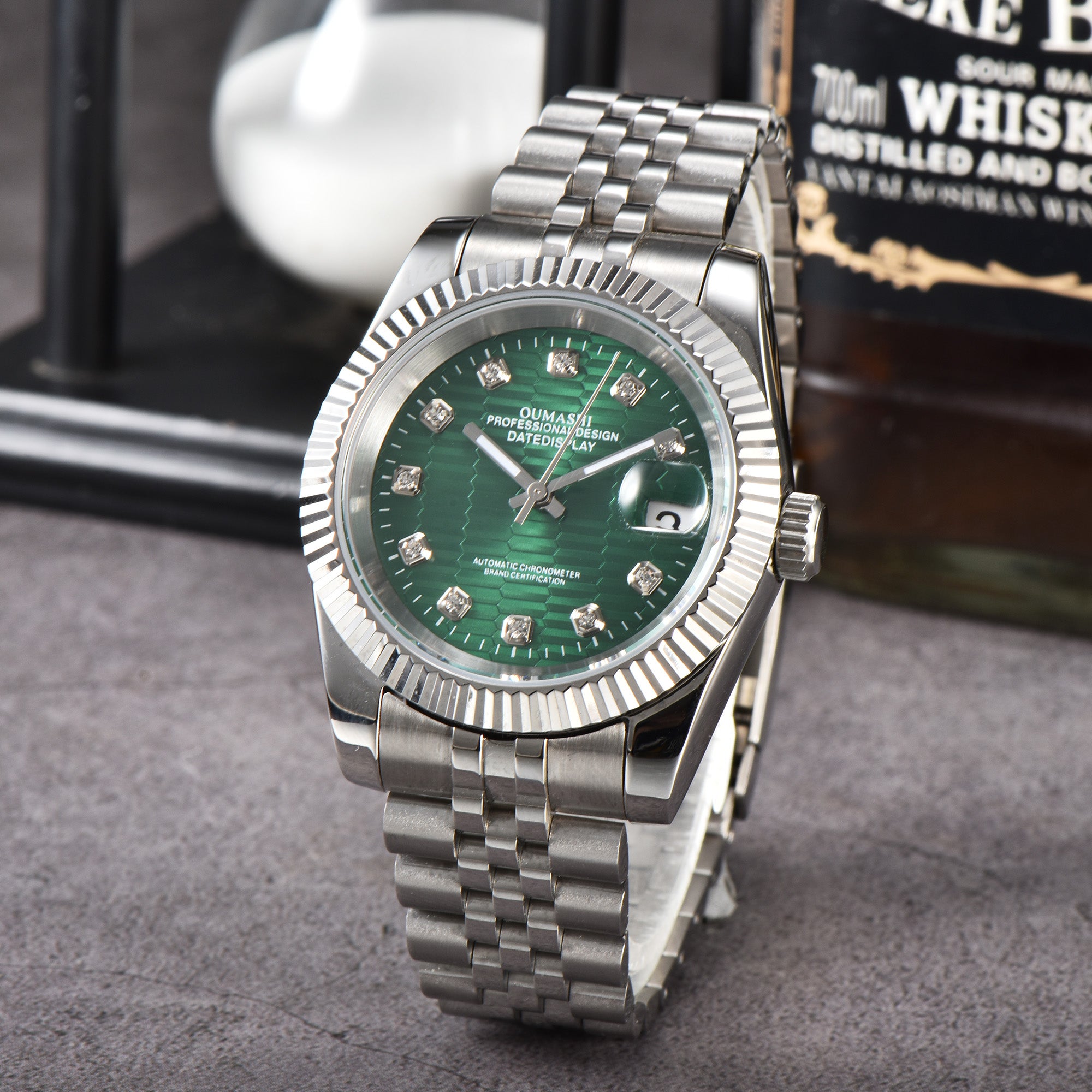 DATEJUST Silver Honeycomb Green Diamond