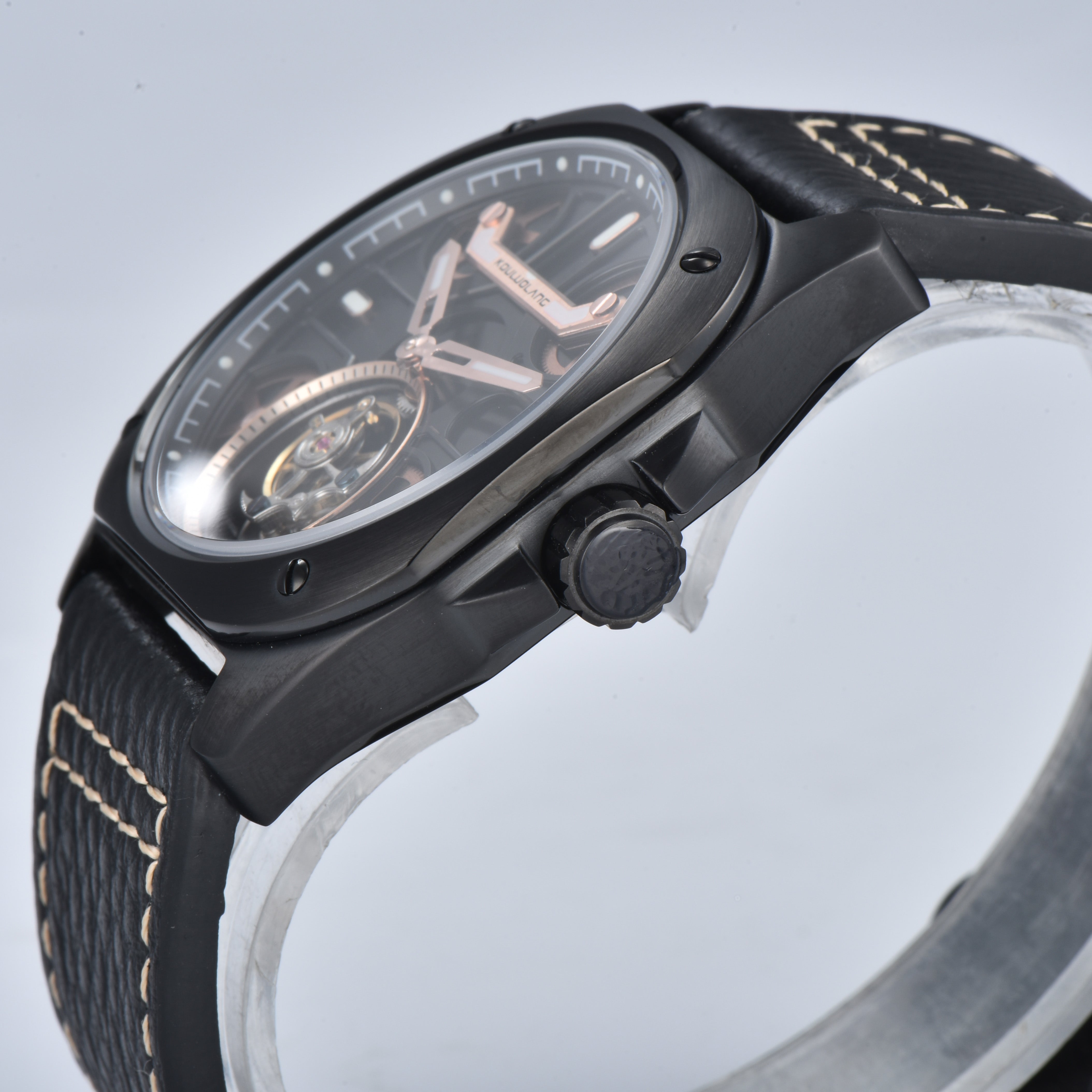 Tourbillon Barrel Shape Black Rose Gold