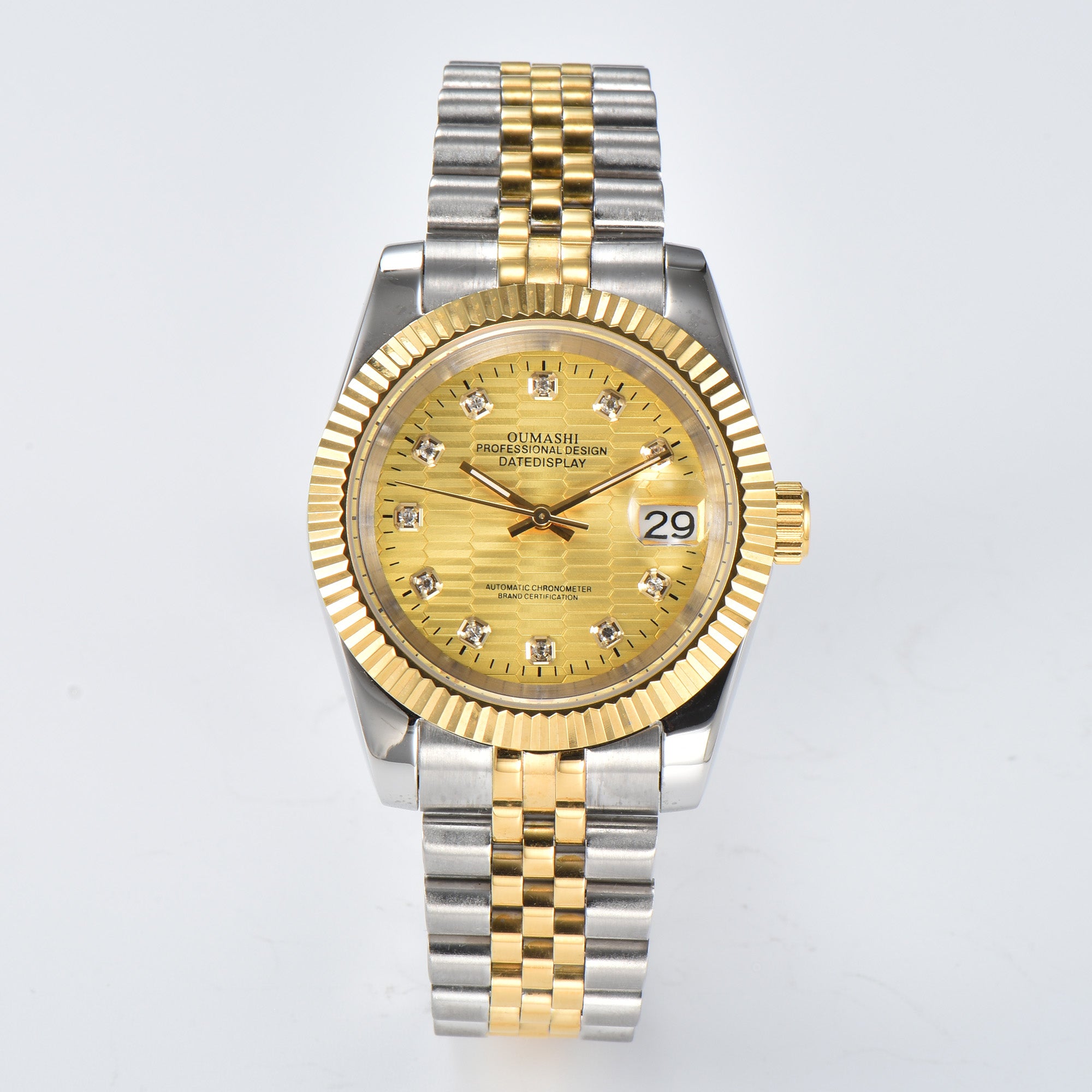 DATEJUST Silver-Gold Honeycomb Diamond