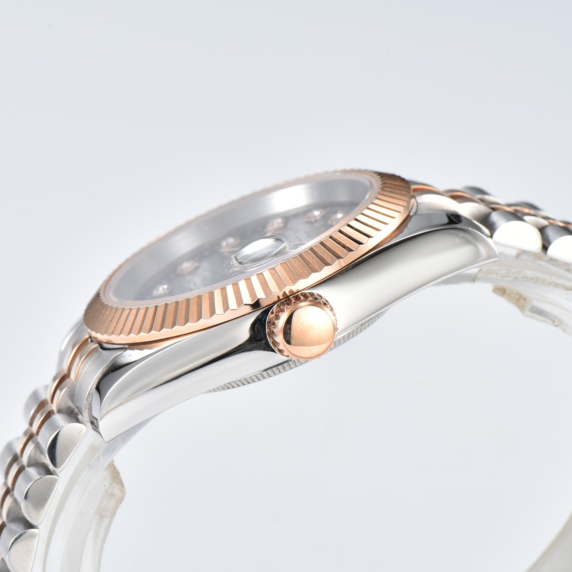DATEJUST Silver-Rose Gold Honeycomb Diamond