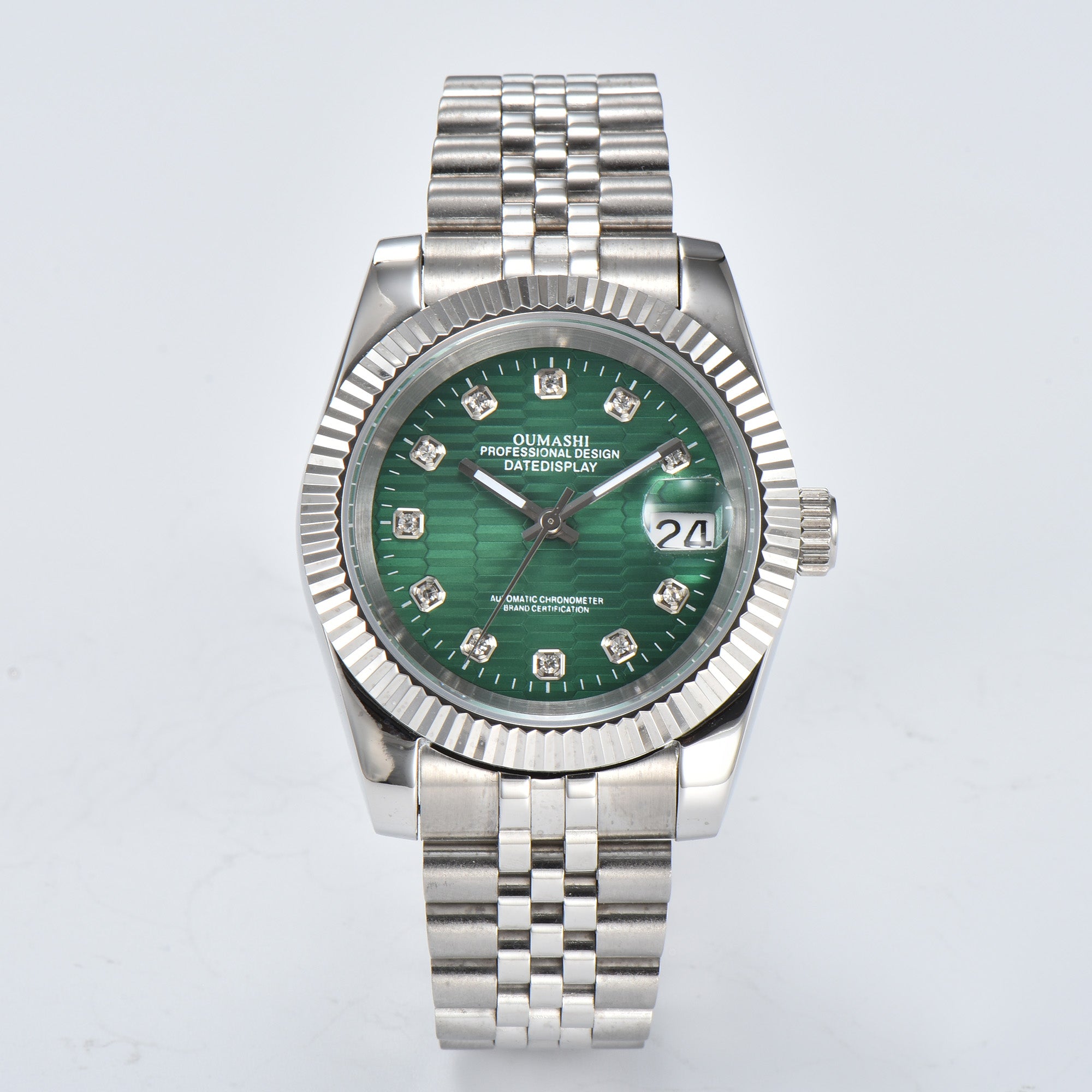 DATEJUST Silver Honeycomb Green Diamond