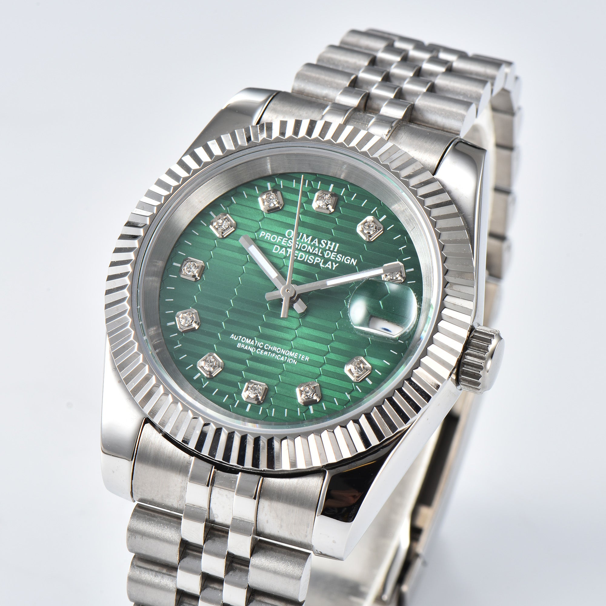 DATEJUST Silver Honeycomb Green Diamond