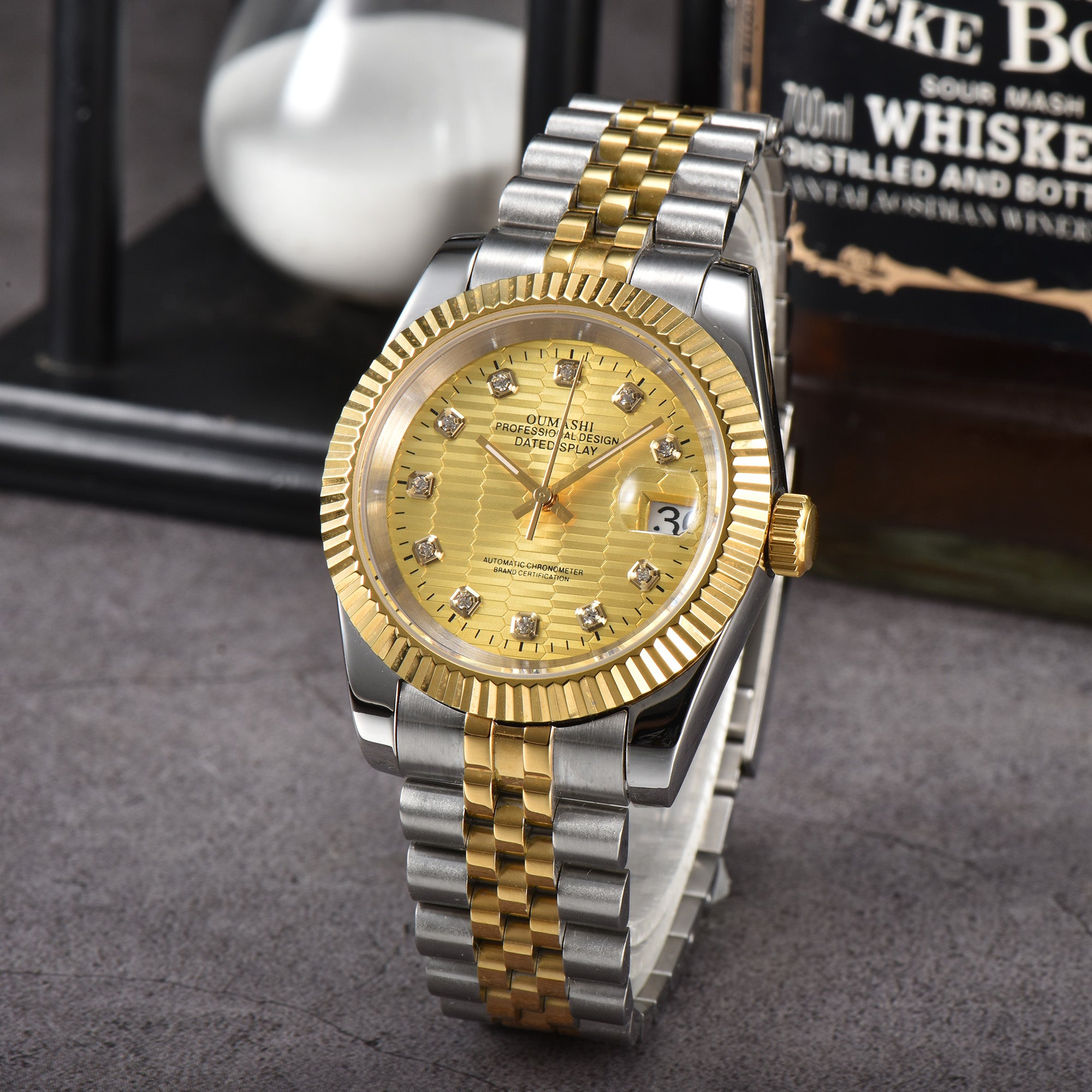 DATEJUST Silver-Gold Honeycomb Diamond