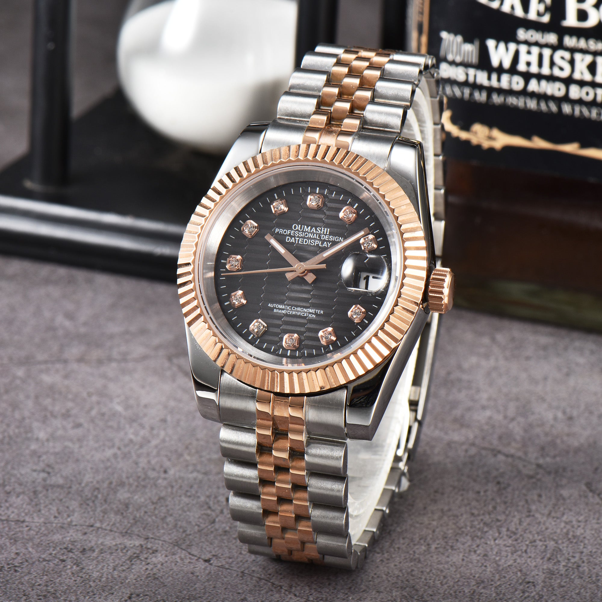 DATEJUST Silver-Rose Gold Honeycomb Diamond