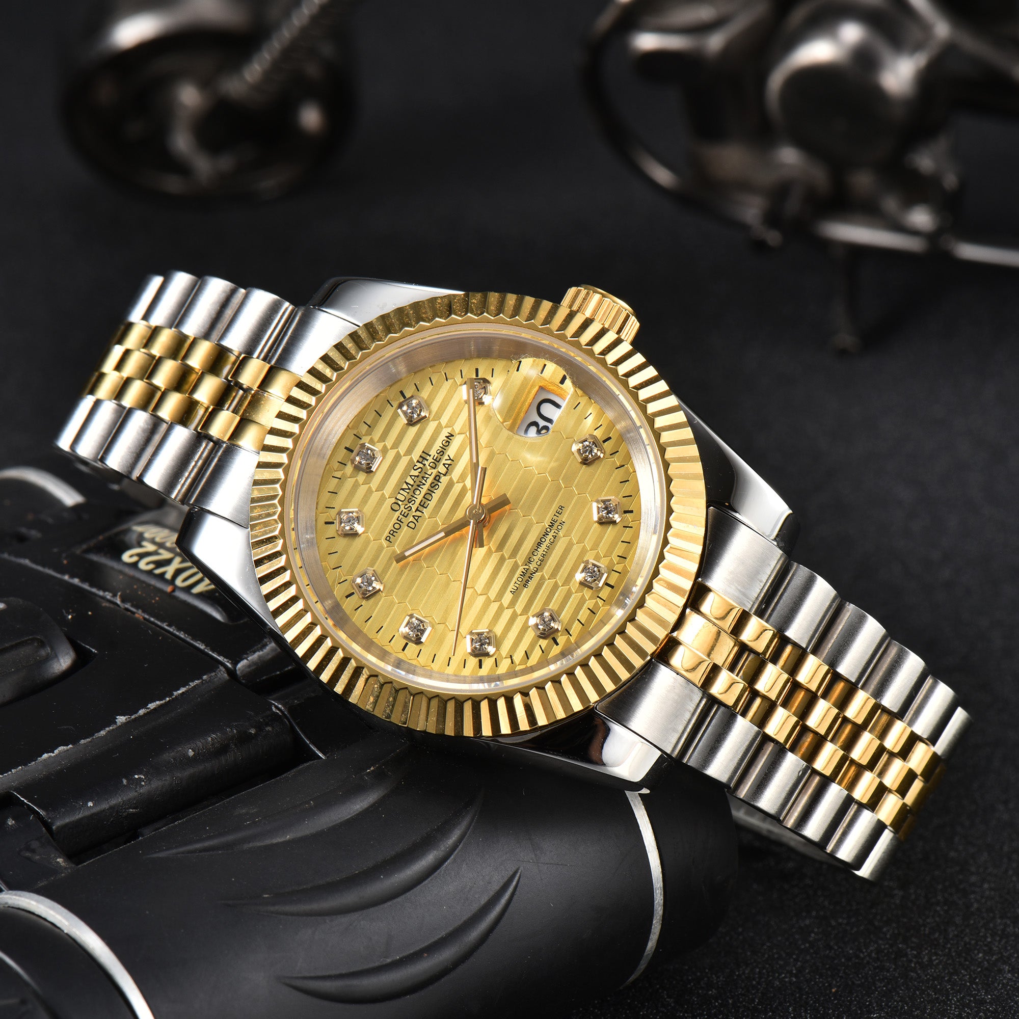 DATEJUST Silver-Gold Honeycomb Diamond