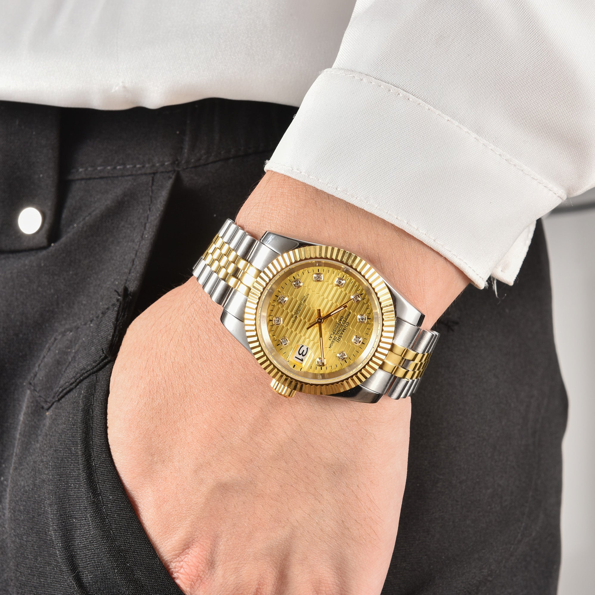 DATEJUST Silver-Gold Honeycomb Diamond