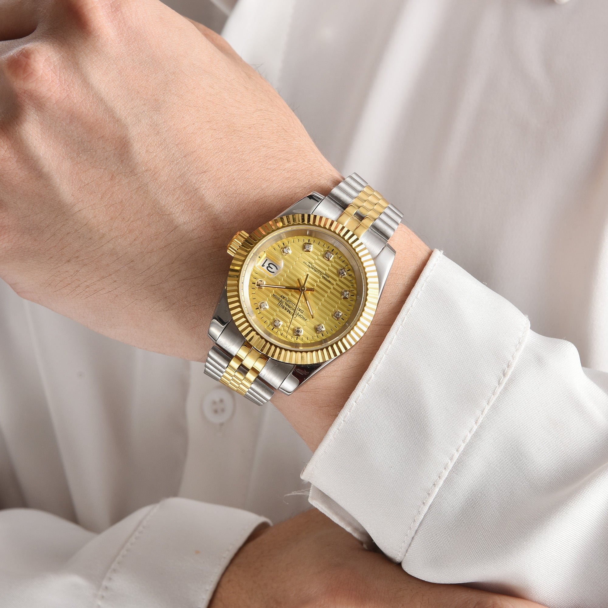 DATEJUST Silver-Gold Honeycomb Diamond