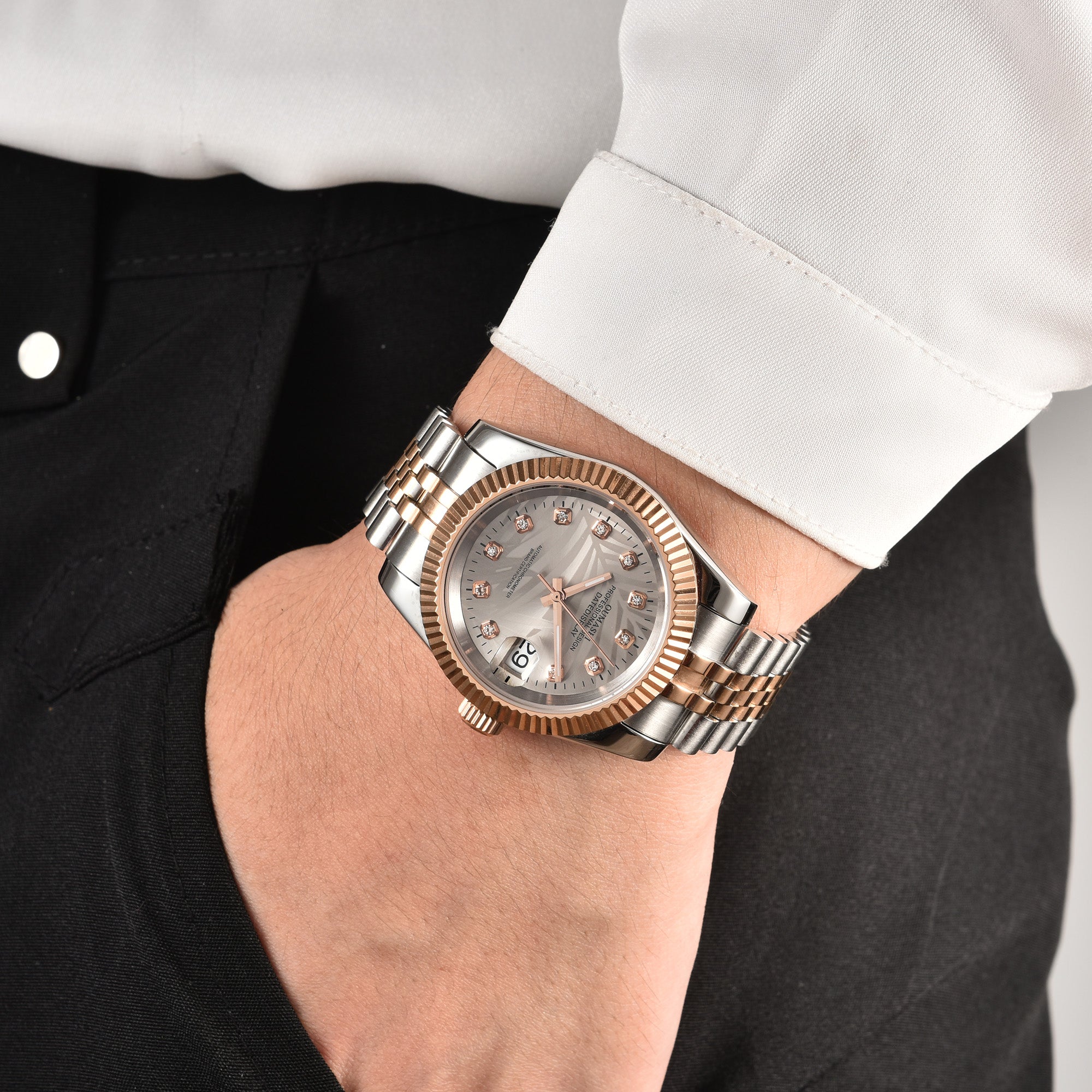 DATEJUST Silver-Rose Gold Deciduous Diamond