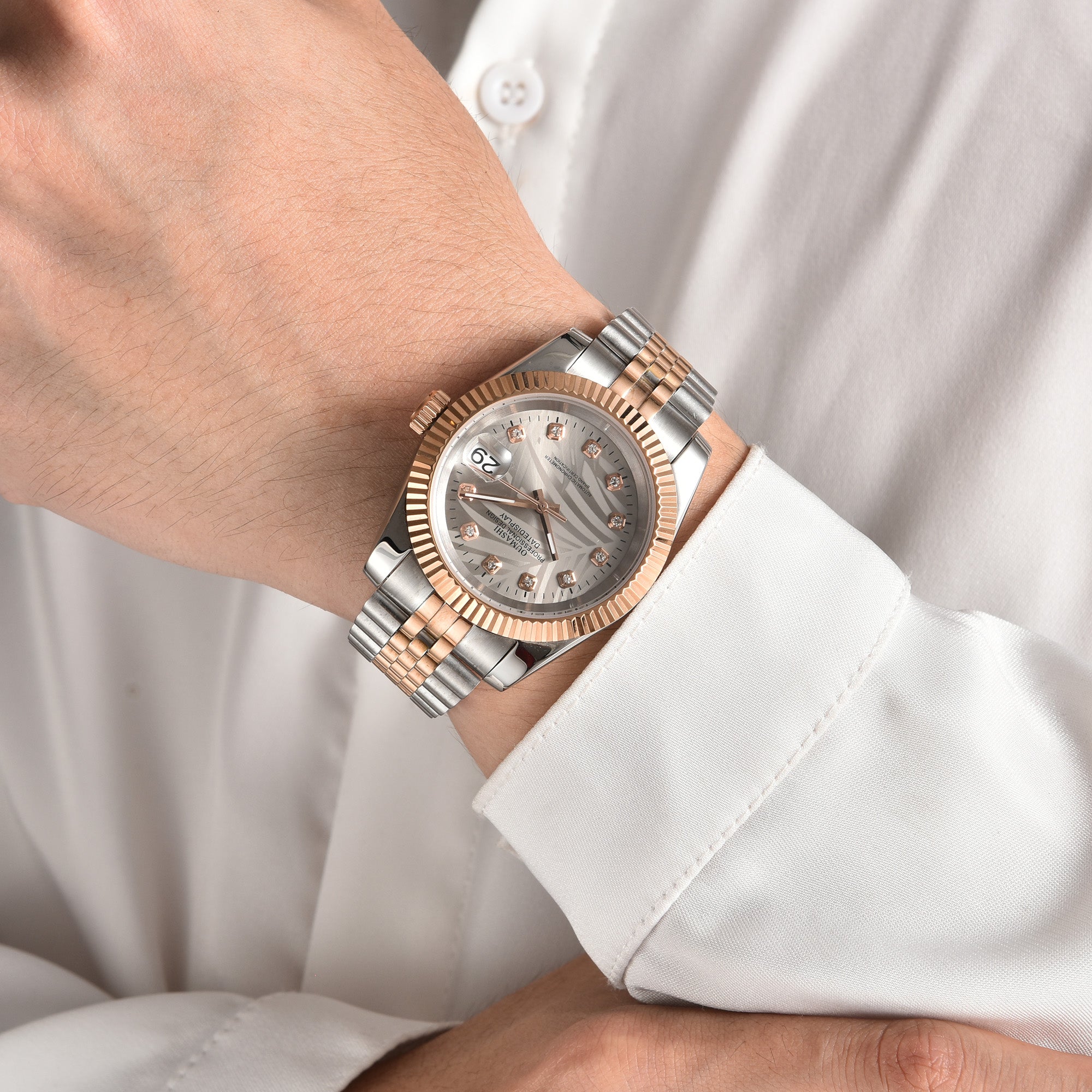 DATEJUST Silver-Rose Gold Deciduous Diamond